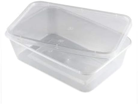 We Can Source It Ltd - 100 x 650ml Plastic Microwave Freezer Safe Food Meal Prep Recyclable Takeaway Containers and Lids - Catering Grade Plastic BPA Free