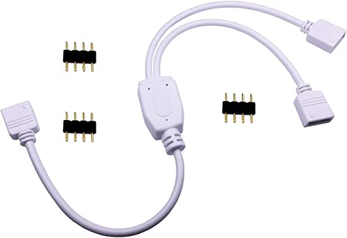 TronicsPros 4 Pin LED Splitter Cable RGB LED Strip Splitter 2 Way Splitter LED Tape Y Splitter 1 to 2 Splitter LED Strip Connector SMD 5050 3528 2835 RGB LED Ribbon Splitter- 12inch, White, 1pc - Thumbnail 7