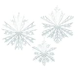 Amscan Winter Wonderland Christmas Snowflake Paper Fan Hanging Party Decoration, Pack of 3 Party Supplies