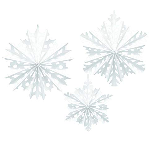 Amscan 290956 Snowflake Hanging Paper Fan 3 pcs Christmas Decoration