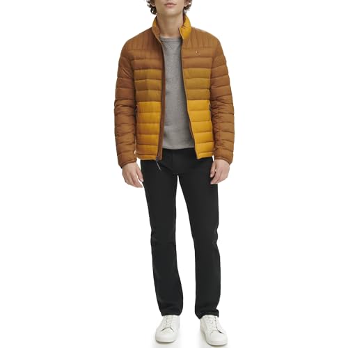 Image of Tommy Hilfiger Mens Embroidered Logo Puffer Jacket