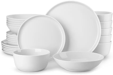 MALACASA 24 Pieces Gourmet Porcelain Dinnerware Sets, Premium Pla...