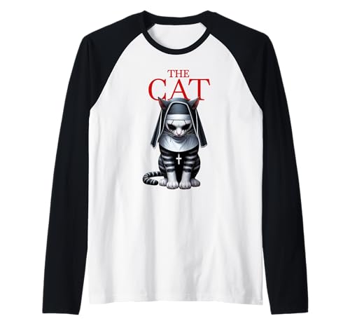 The Cat Horror Cat Halloween Scary Funny Raglan Baseball Tee