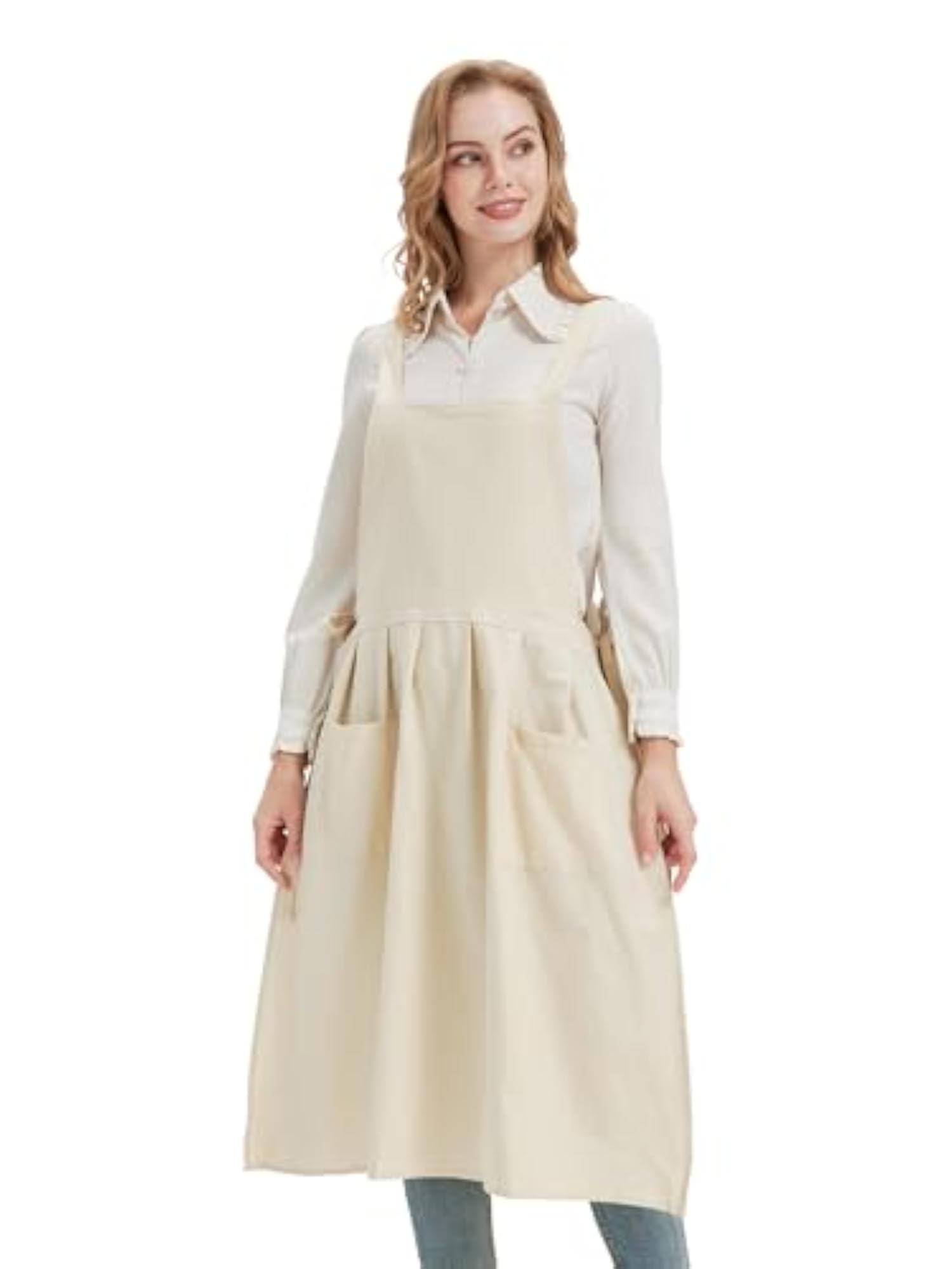Nanxso Cotton Apron Pinafore Dress for Women