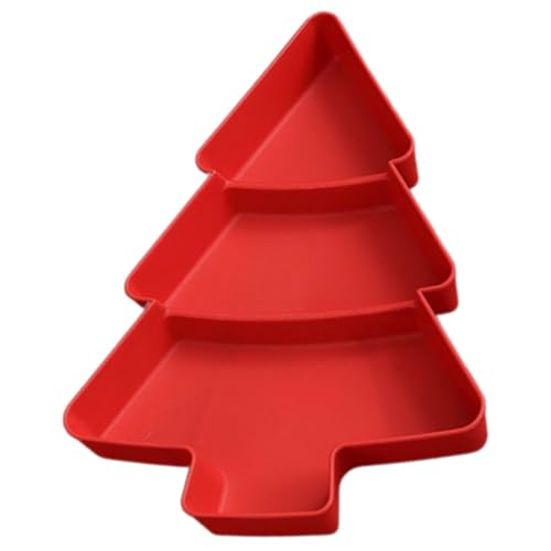Luxshiny Christmas Snack Appetizer Trays Christmas Tree Shape Dessert Serving Dishes Charcuterie Board Plastic Divided Appetizer Serving Tray Tree Shaped Plates Sushi Dish Red
