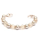 SUHR JEWELRY DESIGNS ROSE GOLD Medical Alert Bracelet, Stretch Medical ID Interchangeable Replacement, ID TAG NOT INCLUDED (Champagne Pearl, Average 5.5 Inch Length)