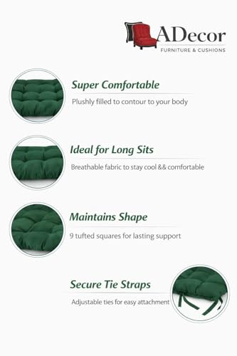 Image of A Decor Soft Cotton Chair Cushion Pad 40x40x4 cm| Comfortable Pad for Dining, Office & Study Chairs Pack of 1| (Dark Green)