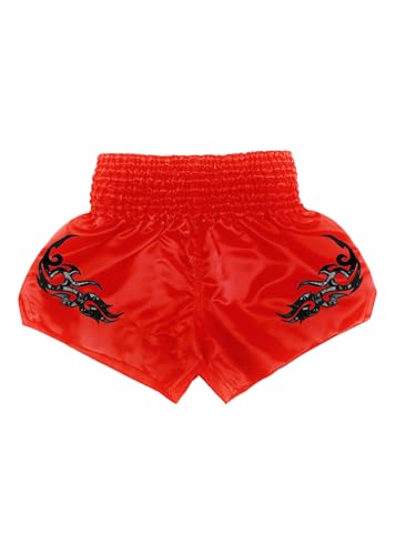 TiaoBug Pantalones Cortos De Boxeo para Niños Pantalones Cintura Ancha Pantalones Cortos para Muay-Thai Pantalones MMA Ropa De BJJ Un Rojo 5-7 años - imagen 4