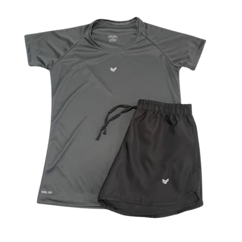 Conjunto Academia Feminino: Short Tactel + Camiseta Dry Fit Espor...