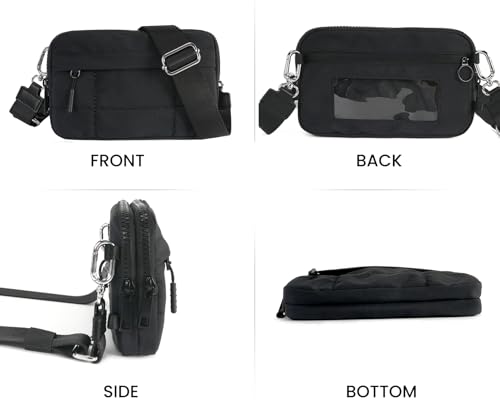 Small Crossbody Bags for Women Nylon Quilted Wristlet RFID Wallets with 4 Zipper Carry All Purse Credit Card Holder3