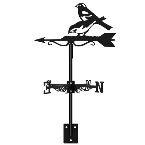Birds Weather Vane - Retro Cockerel Weathervane Silhouette - Decorative Wind Direction Indicator for Outdoor Farm