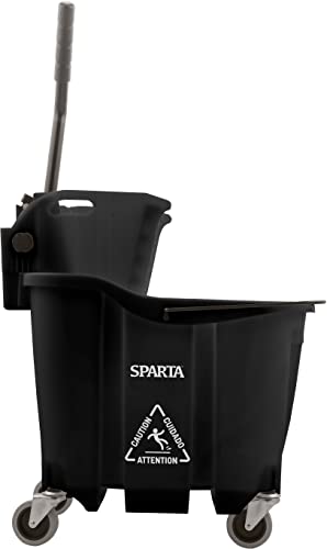 Image of Carlisle FoodService Products Omnifit Mop Bucket with Side Press Wringer for Floor Cleaning, Kitchens, Restaurants, Office, And Janitorial Use, Polypropylene (Pp), 35 Quarts, Black
