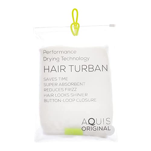 Aquis Original Hair Wrap, Hands-Free Microfiber Hair Drying, White,10X27" #TOP6