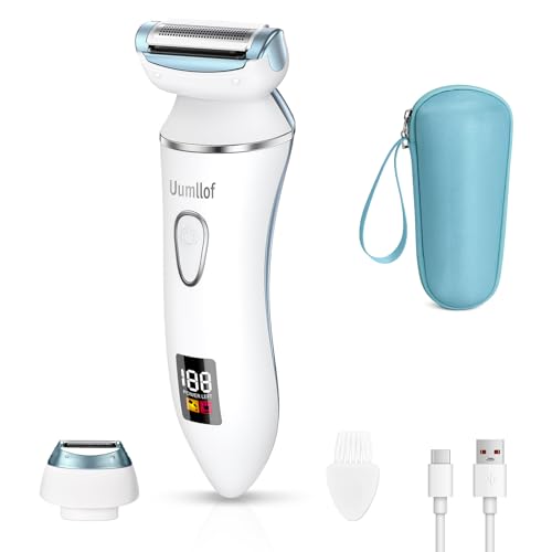 Ruycllo Rasoio Elettrico Donna 2 in 1, Rasoio Intimo Donna e Trimmer Bikini IPX7 Impermeabile, Trimmer Intima con Display LED per Gambe, Ascelle e Zona Intima con Custodia da Viaggio