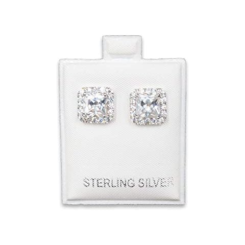 CuteBox 1.5" x 1.75" "Sterling Silver" Imprinted White Puff Pad Earring Card 100pc for Retail, Showcase, and more Cover