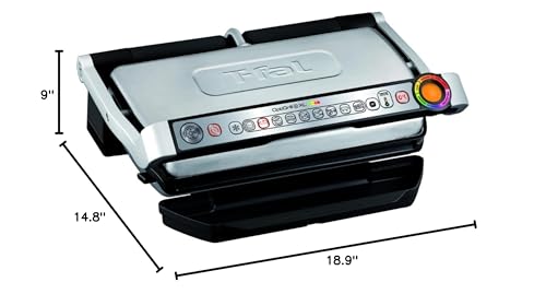 T-Fal OptiGrill Stainless Steel XL Electric Grill, 6 Servings, 9 Intelligent Automatic Cooking Modes, Panini Press, 1800 Watts, Nonstick Removable Plates, Indoor, Frozen Food, Kitchen Appliances - Image 3