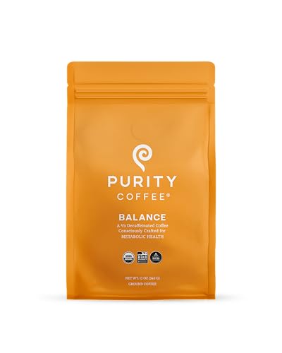 Purity Coffee BALANCE 2/3 Decaf Medium Roast Ground Coffee (12oz Bag) - Specialty-Grade Mountain Water Processed Decaf + Regular Arabica Blend- USDA Certified Organic Decaffeinated - Third Party Tested for Mold, Mycotoxins, Pesticide Residue