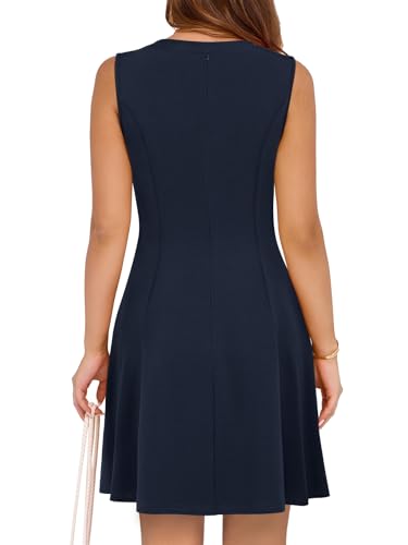 Image of YIOYOLA Womens Elegant Classy A-Line V Neck Mini Business Casual Work Dresses Party Cocktail Short Dress with Pockets
