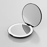 5 Inch Lighted Compact Mirror, 1X/5X Magnifying Mirror, Travel Makeup Mirror with LED Lights, Double
