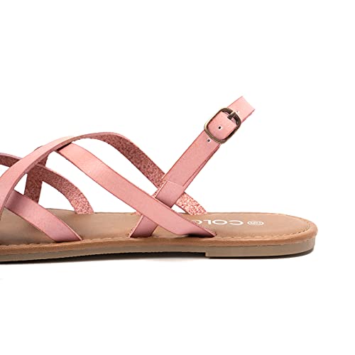 Image of Colgo Women's Summer Strappy Flat Sandals, Adjustable Casual Fisherman Sandal with Open Toe Slingback Gladiator Sandals