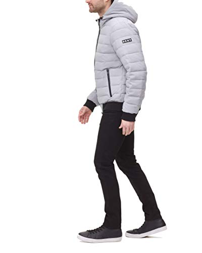 dkny men's quilted hooded bomber jacket