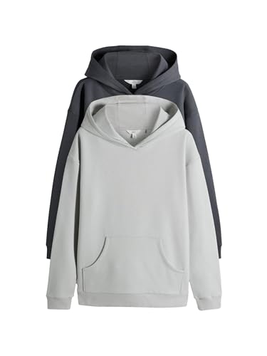 THE SET - Sudaderas Mujer, Sudaderas Mujer con Capucha Negro y Gris, Talla XL - Pack de 2 Charcoal Grey/Light Grey M