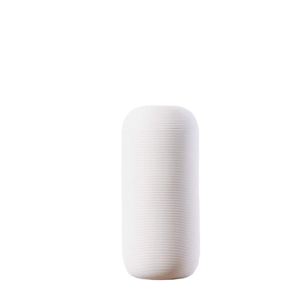 flower vase Cylindrical White Ceramic Vase Flower Arrangement Living Room Ornament Decoration Multi (Medium)
