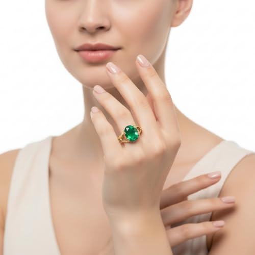 Image of 55Carat Choose Your Color Genuine Stone Ring 18K Gold Plated Oval Handmade Jewellery for Gift Sizes 4-13
