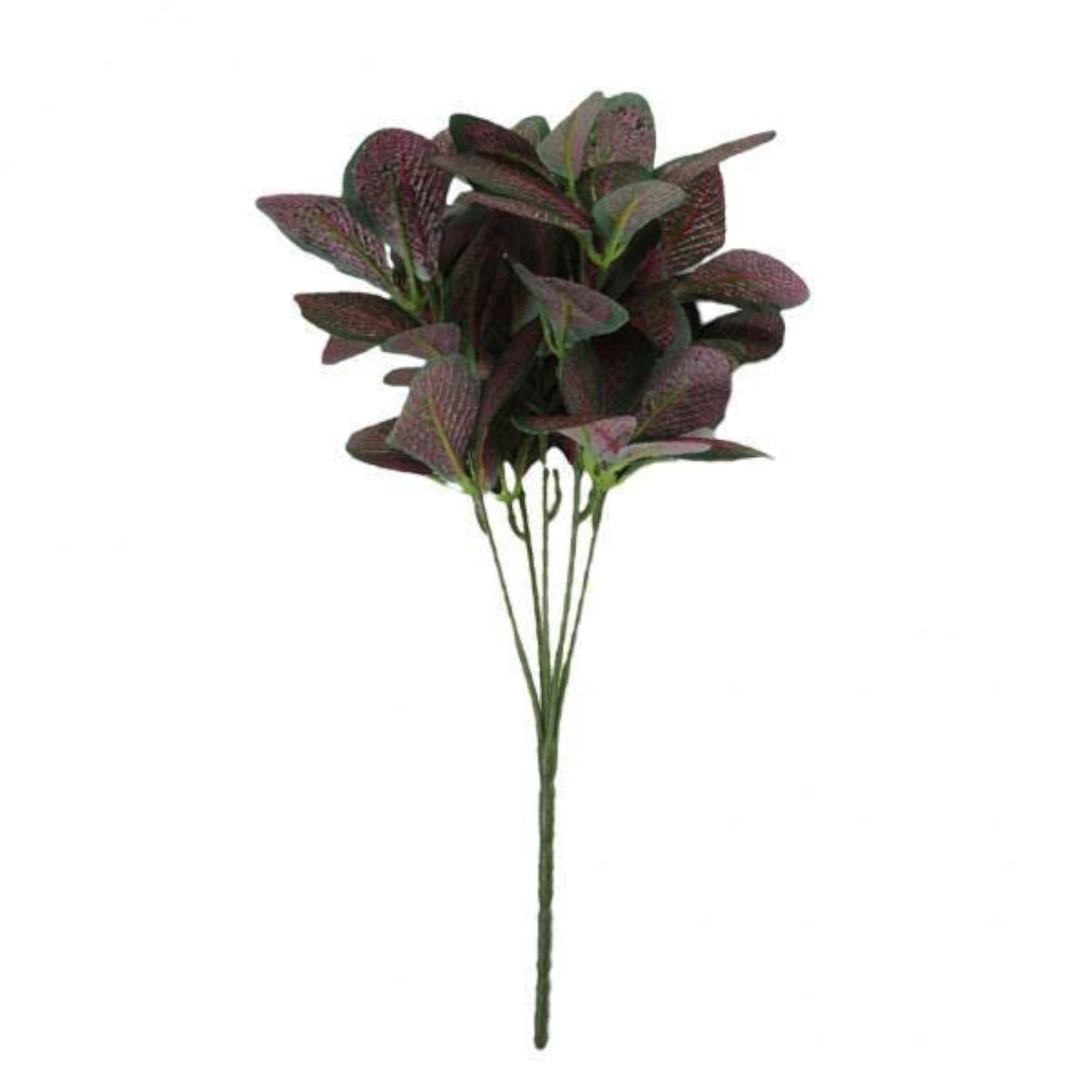 Artificial 7 Fork Leaf Plants Red Vein Silk Foliage Grass Flowers