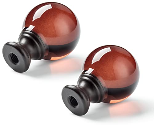 Qc 2 Pcs Lamp Finials, Ball Shaped Tawny Crystal Glass With Bronze Finish Screw Knob Base For Lamp Shade Top Cap thumb #1