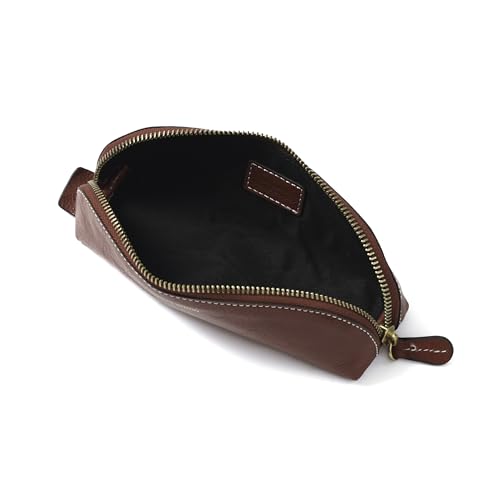 Image of Cockatoo Genuine Leather Pencil Pouch, Accessories holder, Stationery Bag, Zippered Pen Case for Work & Office (Rythmic Red)
