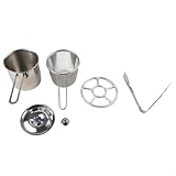 Hasaller Olla freidora de acero inoxidable 304 con mango de madera resistente al calor y tapa de vidrio para inducción de gas y estufas halógenas para cocinar fideos freír verduras (C)