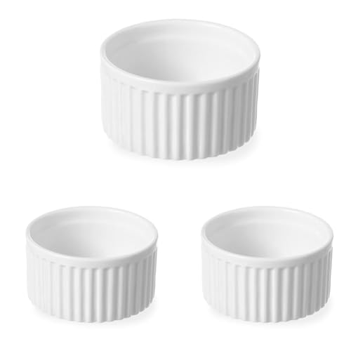 HENDI Ramequin, Blanc Éclatant, ø90 x (H)48 mm (Lot de 3)