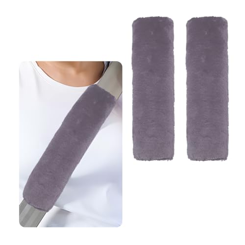 Image of Gasedin 2 PCS Car Seat Belt Covers Shoulder Pad, Soft Synthetic Wool Sheepskin Seat Belt Shoulder Pad, Warm & Fluffy Seat Belt Cover for Comfortable Driving, Car Accessories (Gray)