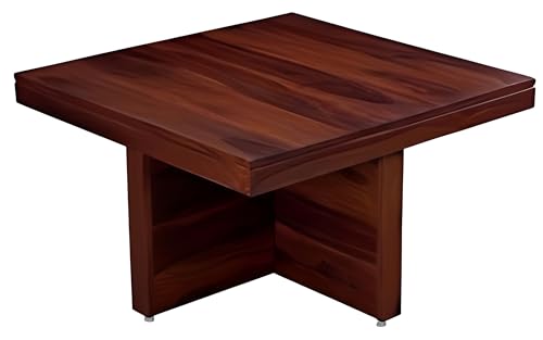 Image of Loonart Solid Sheesham Wood Coffee Table with Four Stools | Idel for Living Room | Cafe | Restaurant | Space Saving Indoor Table Set | Finish Color - Teak Finish |