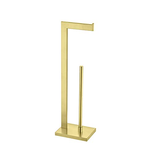 Hoooh Free Standing Toilet Paper Holder Stand With Storage For Bathroom, Sus 304 Stainless Steel Brushed Gold, Tps104S2-Bg #TOP7