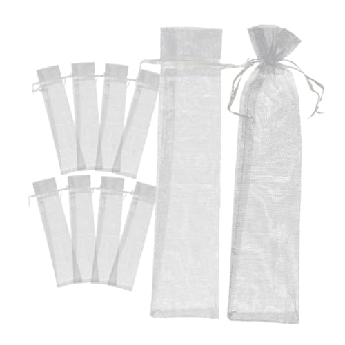 SOPOTUTU 10個 欧根?メッシュ収納袋 巾着式 扇子や文具収納に プレゼント包装用ポーチ 軽量コンパクト携帯可能 贈り物やパーティーに適応