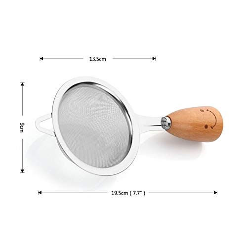 Tamiz Cucharón colador de Acero Inoxidable con Mango de Madera Tamiz de harina Fruta Verdura Filtro de Agua Sopa Colador Utensilios de Cocina.