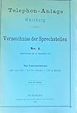  Verzeichnis der Sprechstellen. Telephon-Anlage 1887 - Nachdruck