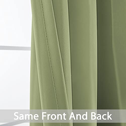 Yakamok 84 Inch Length Blackout Curtains for Bedroom, Light Blocking Drapes Room Darkening Thermal Insulated Solid Grommet Panels for Living Room, (70Wx84L, Sage Green, 2 Panels)