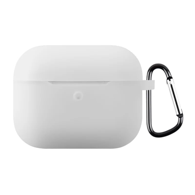 Image of PLUK Soft Silicone Case Cover Compatible with Apple AirPods Pro 3 (3rd Generation 2025) - Shockproof 360 Protective Skin,Full Protection with Hook & Keychain, Front LED Visible - White Transparent