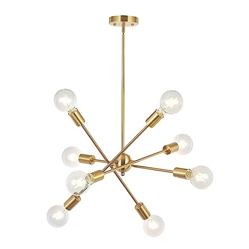 Lustre sputnik industriel 8 lumières pour un éclairage de salon puissant et chaleureux