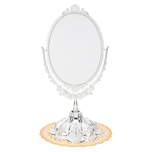 Miroir de Maquillage Double Face en Métal Finition Argentée Anti-Reflet