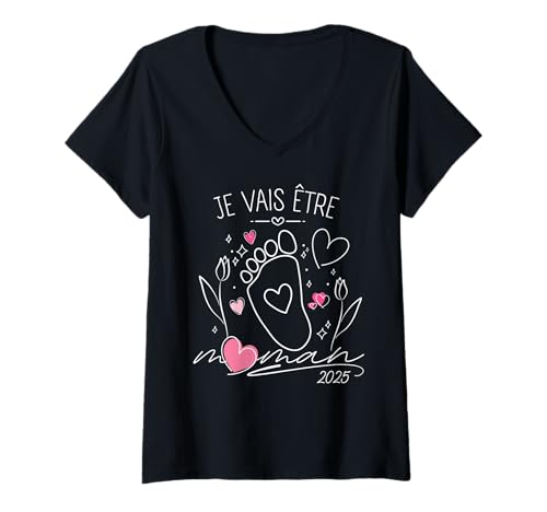 Future Maman T-Shirt Col V – Annonce Grossesse Amusante 'Baby Loading' – Cadeau Idéal Femme Enceinte