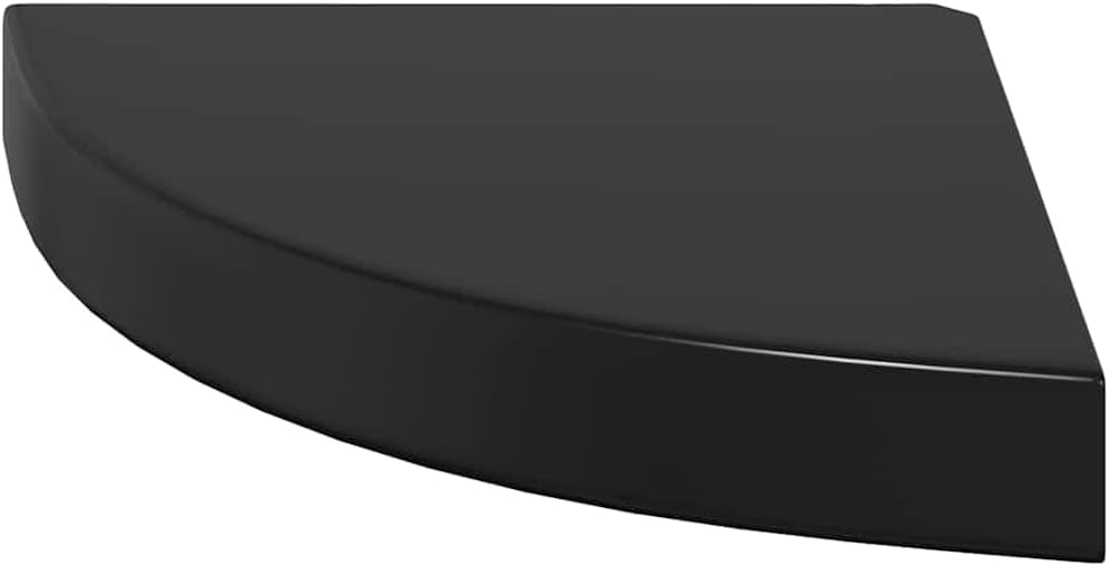 Floating Corner Shelf Set of 2, High Gloss Black Honeycomb MDF Wall Shelves, 9.8" Modern Ledge Shelves for Living Room, Bathroom, Bedroom Decor