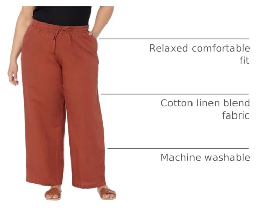 Image of Amazon Essentials Women's Linen Blend Drawstring Relaxed Fit Wide Leg Pants (Available in Plus Size)
