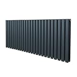 Radiador De Columna Ovalada 600mm x 1440mm Horizontal | Gris Antracita | Acero | Montado en pared | Kit de fijación y soportes + Cepillo de limpieza GRATIS | Calefacción estufa calefactor