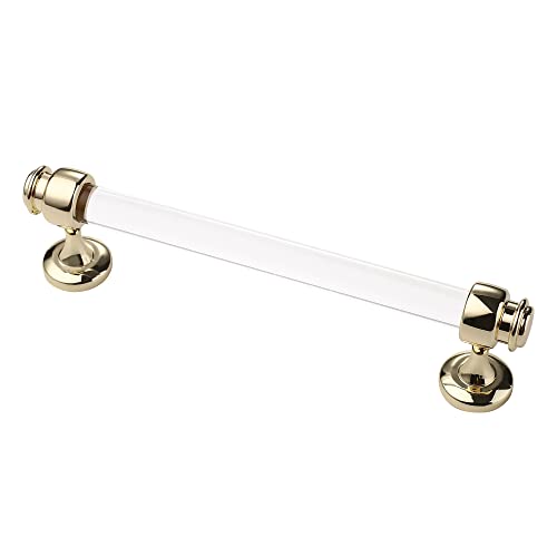 Alzassbg 10 Pack Acrylic with Gold Cabinet Pulls, 5 Inch(128mm) Hole Centers Cabinet Handles Kitchen Hardware Straight Bar for Cabinets and Drawer AL3082BB