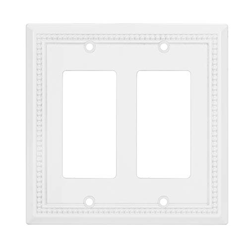 Image of Henne Bery Sunken Pearls Heavy Duty Decorative Wall Plate Switch Plate Outlet Cover (Double Decorator, White)