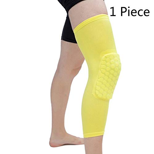 1 STÜCK Basketball knieschützer Honeycomb elastische knieschützer kompressionshülse Schaum unterstützung Schutz Volleyball unterstützung-One Piece Yellow, M